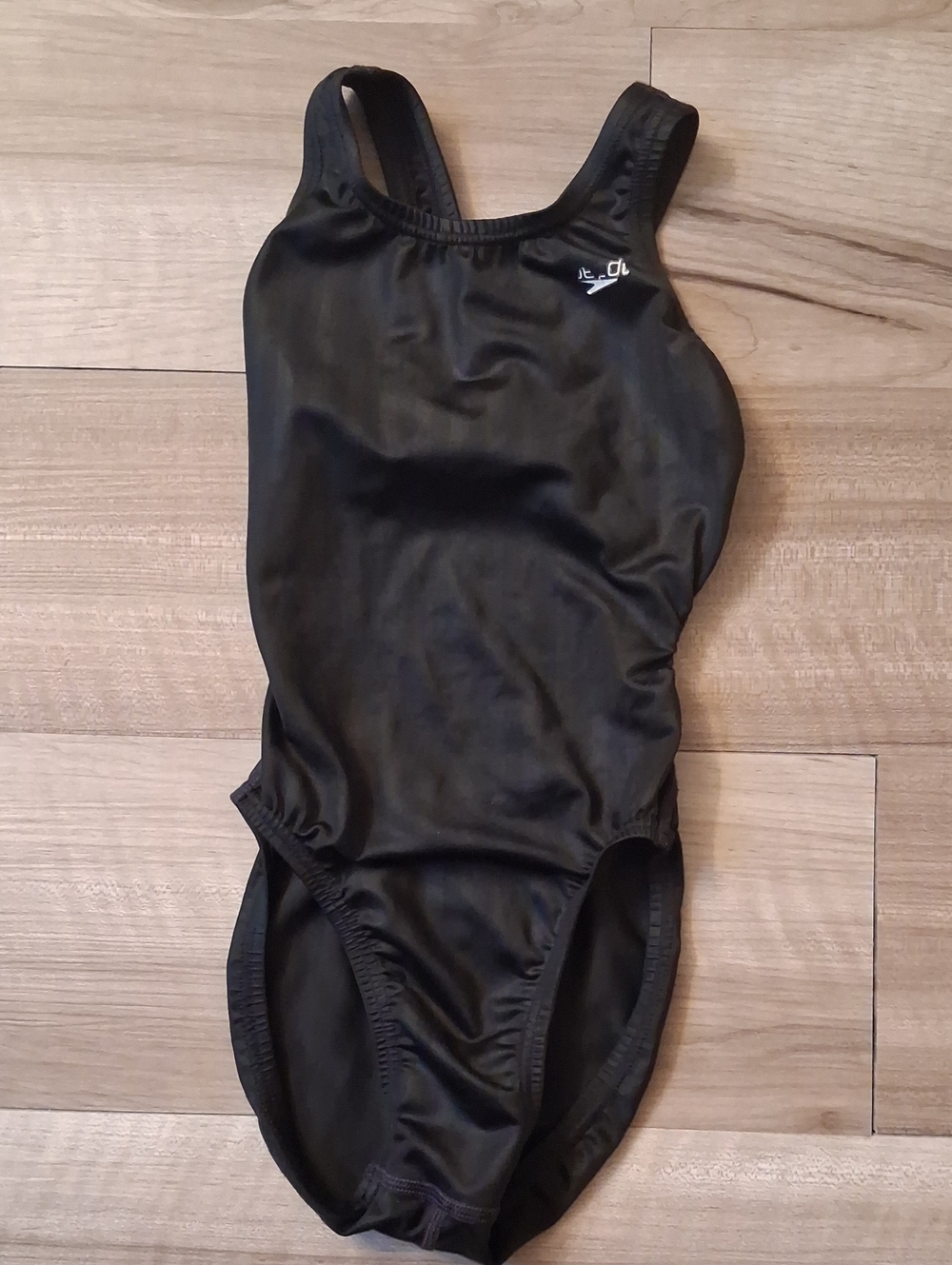 Speedo Black Kids One-Piece Swimsuit - Solid Racerback Size 20 (N)